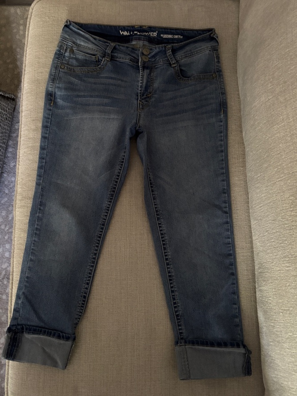 Wallflower Blue Boyfriend Cuffed Jeans